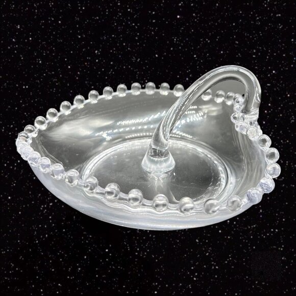 Vintage Candlewick Heart Shaped Nappy Candy Dish Clear Glass Beaded 5.5”W 3”T - Picture 2 of 10